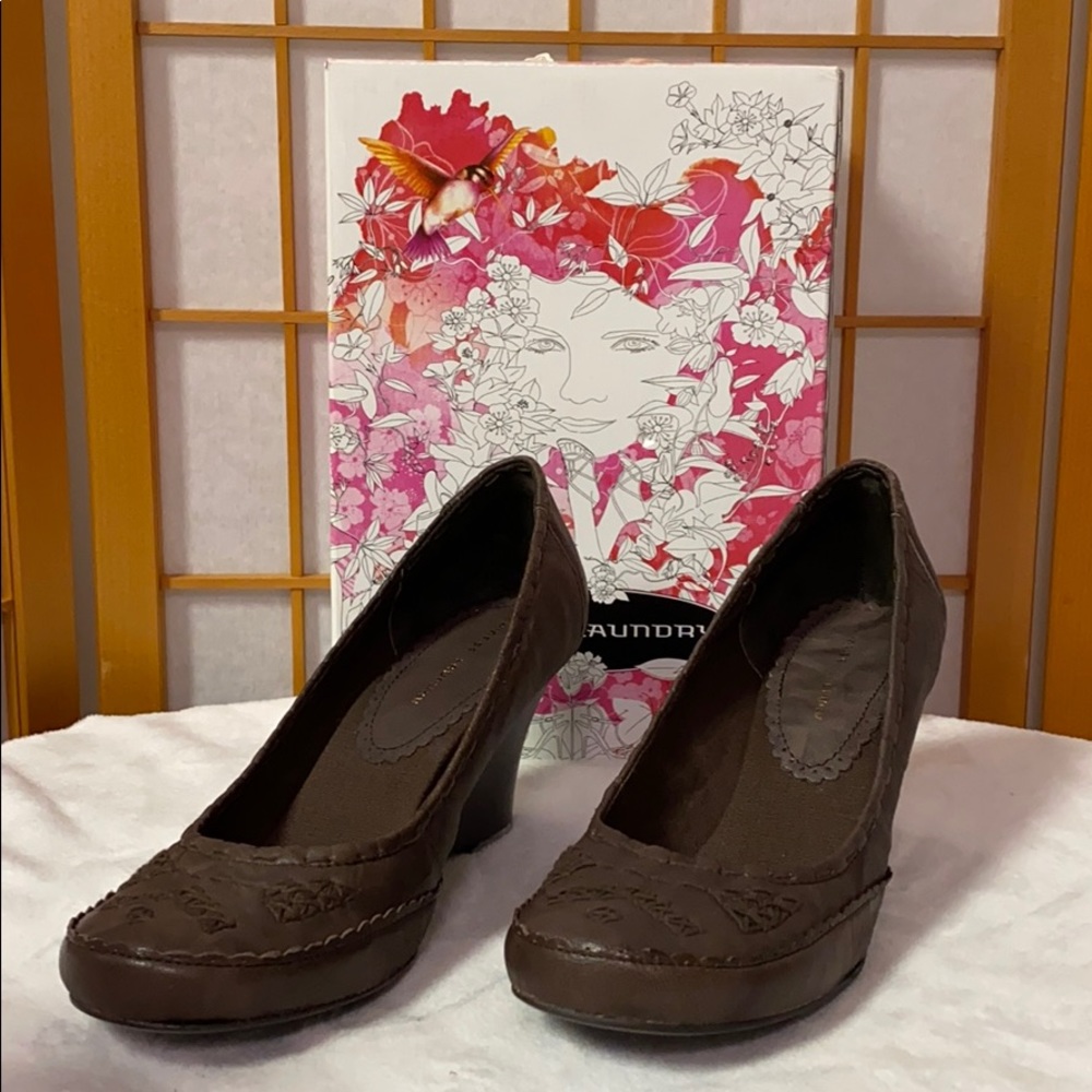 Chinese Laundry Becky Brown Leather Wedge Heal 8.5